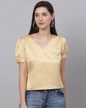 half-sleeve v-neck top