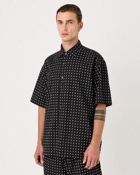 half sleeves allover logo print regular fit shirt