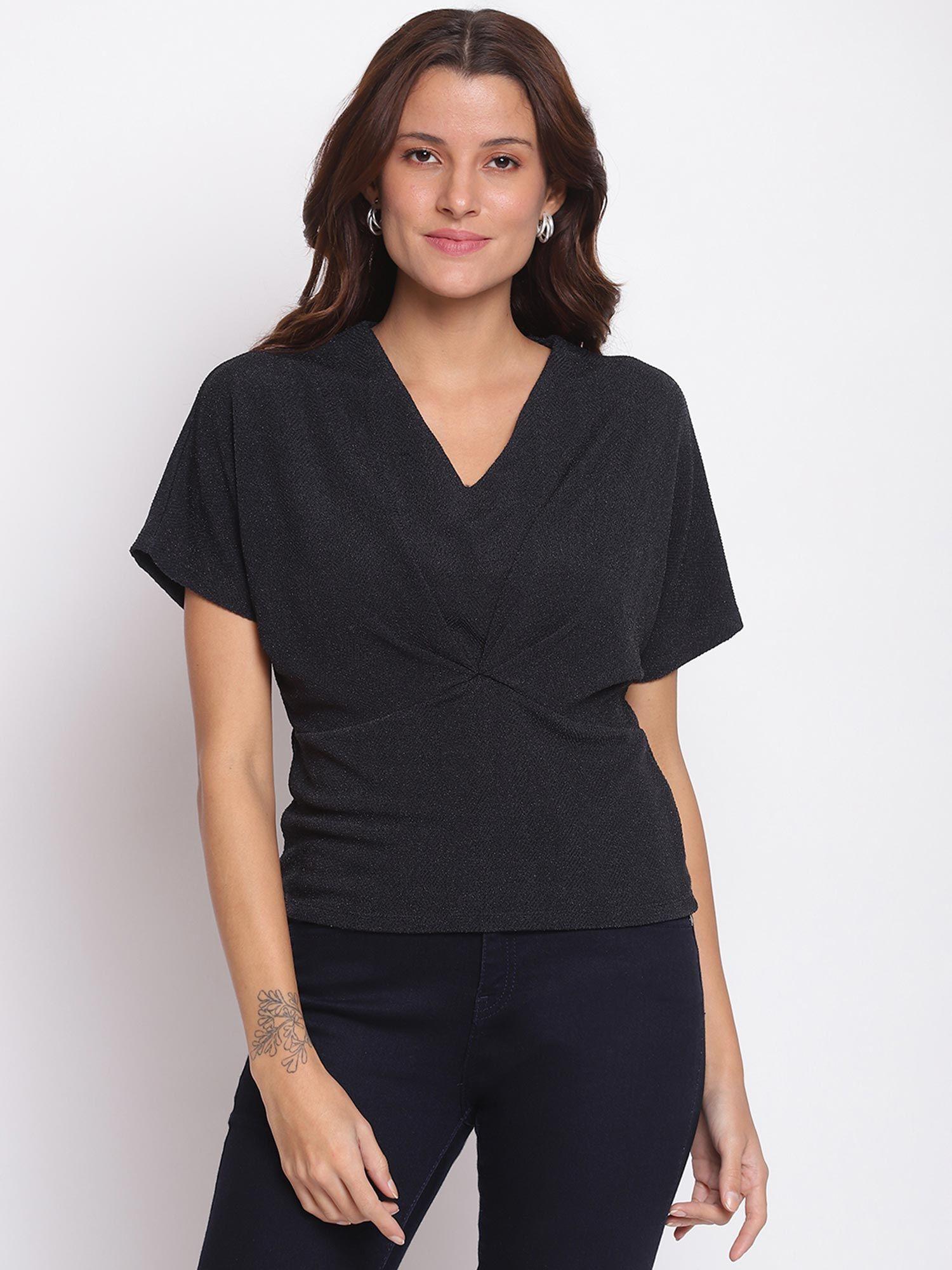 half sleeves casual top black