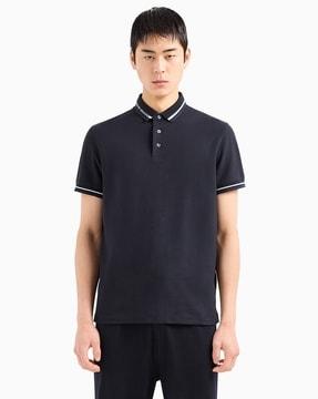 half sleeves contrast logo polo t-shirt