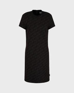 half sleeves crew-neck all-over logo regular fit t-shirt dress