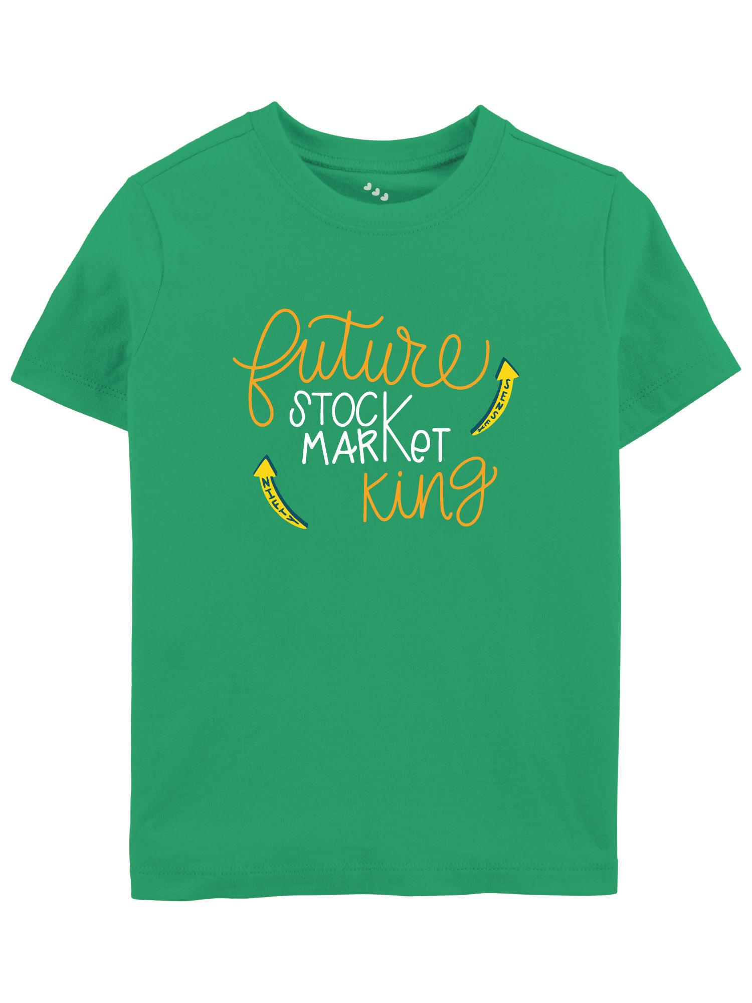half sleeves future stock market king printed baby t-shirt - green