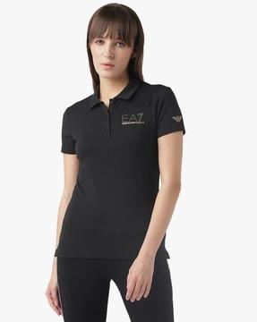 half sleeves gold logo regular fit polo t-shirt