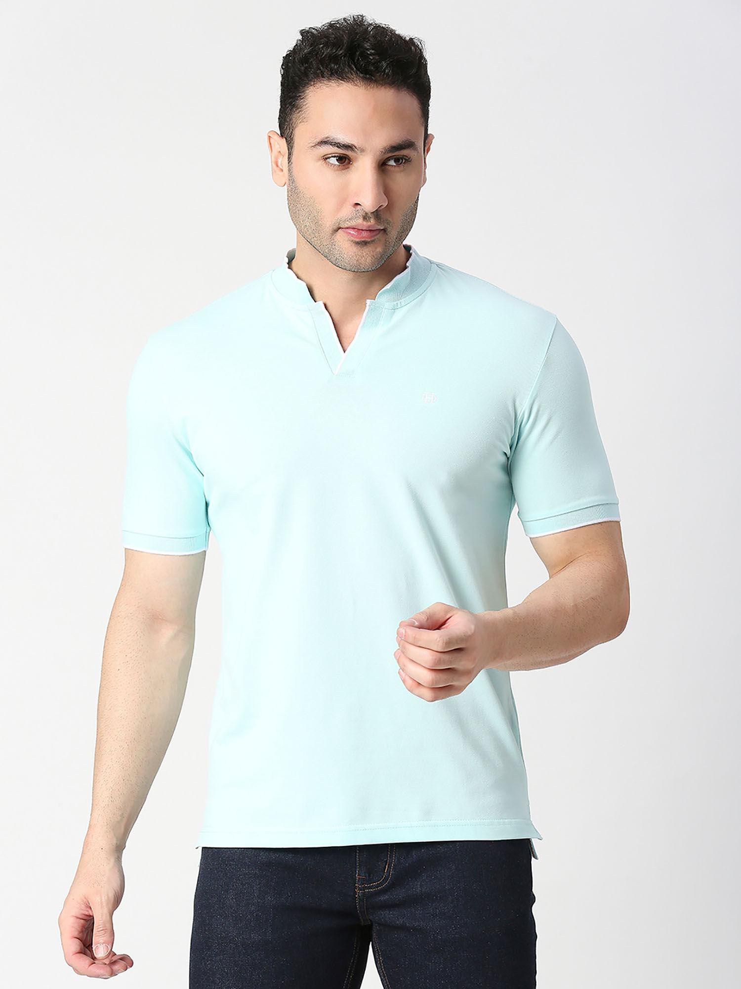 half sleeves mint pique lycra polo t-shirt with johnny collar