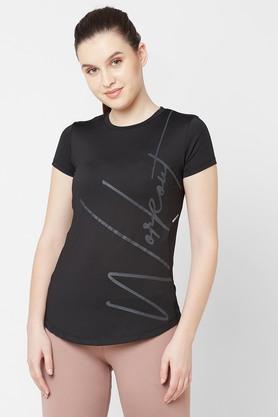 half sleeves regular cotton womens t-shirt - black