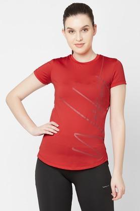 half sleeves regular cotton womens t-shirt - red