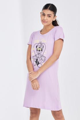 half sleeves regular fit women's nighty - lilac