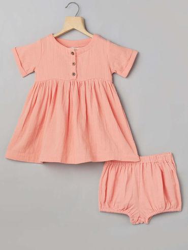 half sleeves solid double cloth organic set - pink