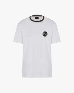 half sleeves solid t-shirt with logo detailing