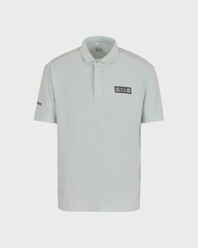 half-sleeves spread collar logo plate regular fit polo t-shirt