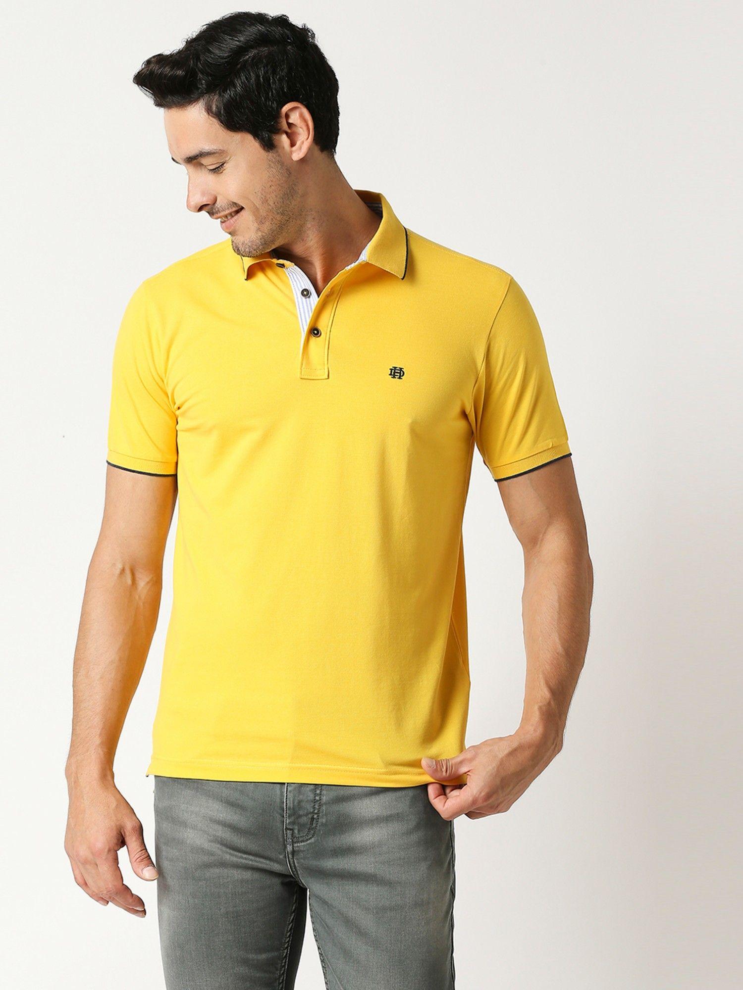 half sleeves yellow cotton lycra polo t-shirt