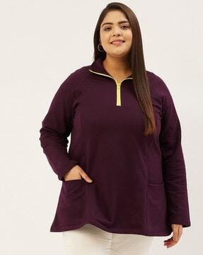 half zip-closure sweatshirt with insert pocket