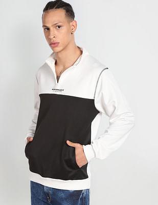 half zip colour block sweatshirt