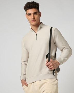 half-zip structured sweatshirt