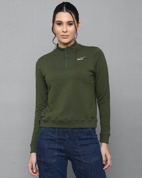 half-zip sweatshirt with ribbed hems