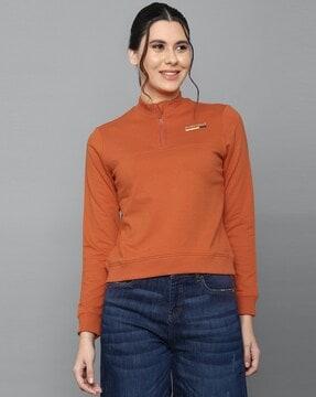 half-zip sweatshirt with ribbed hems