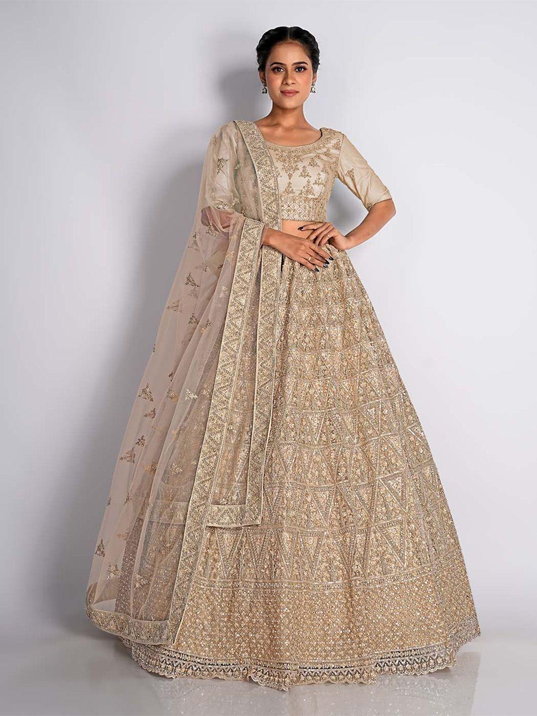 halfsaree studio embroidered semi-stitched lehenga & unstitched blouse with dupatta