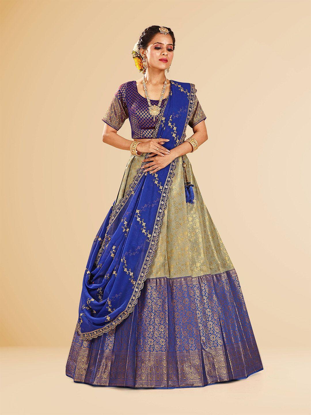 halfsaree studio semi-stitched lehenga & unstitched blouse with dupatta