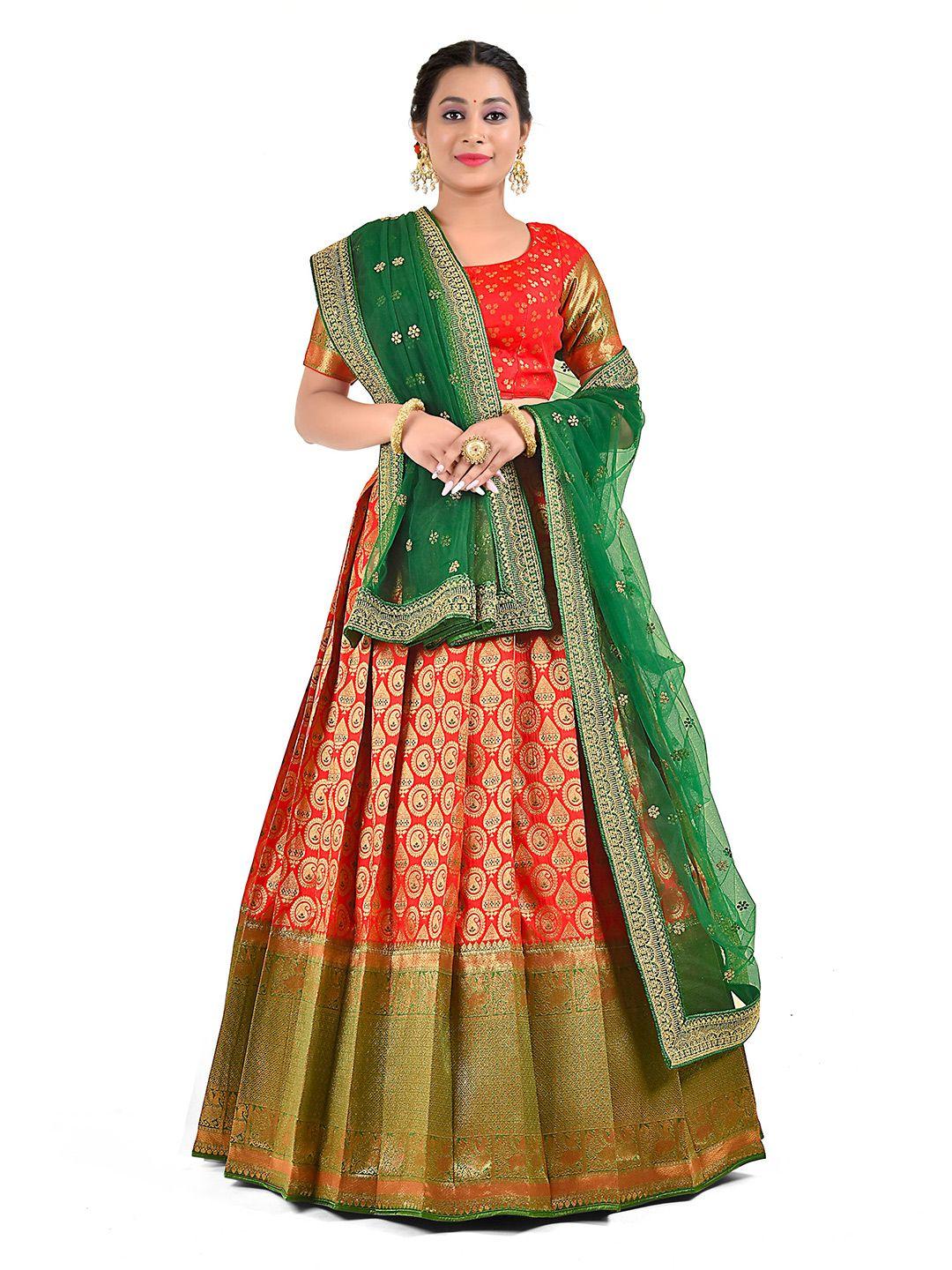 halfsaree studio semi-stitched lehenga & unstitched blouse with dupatta