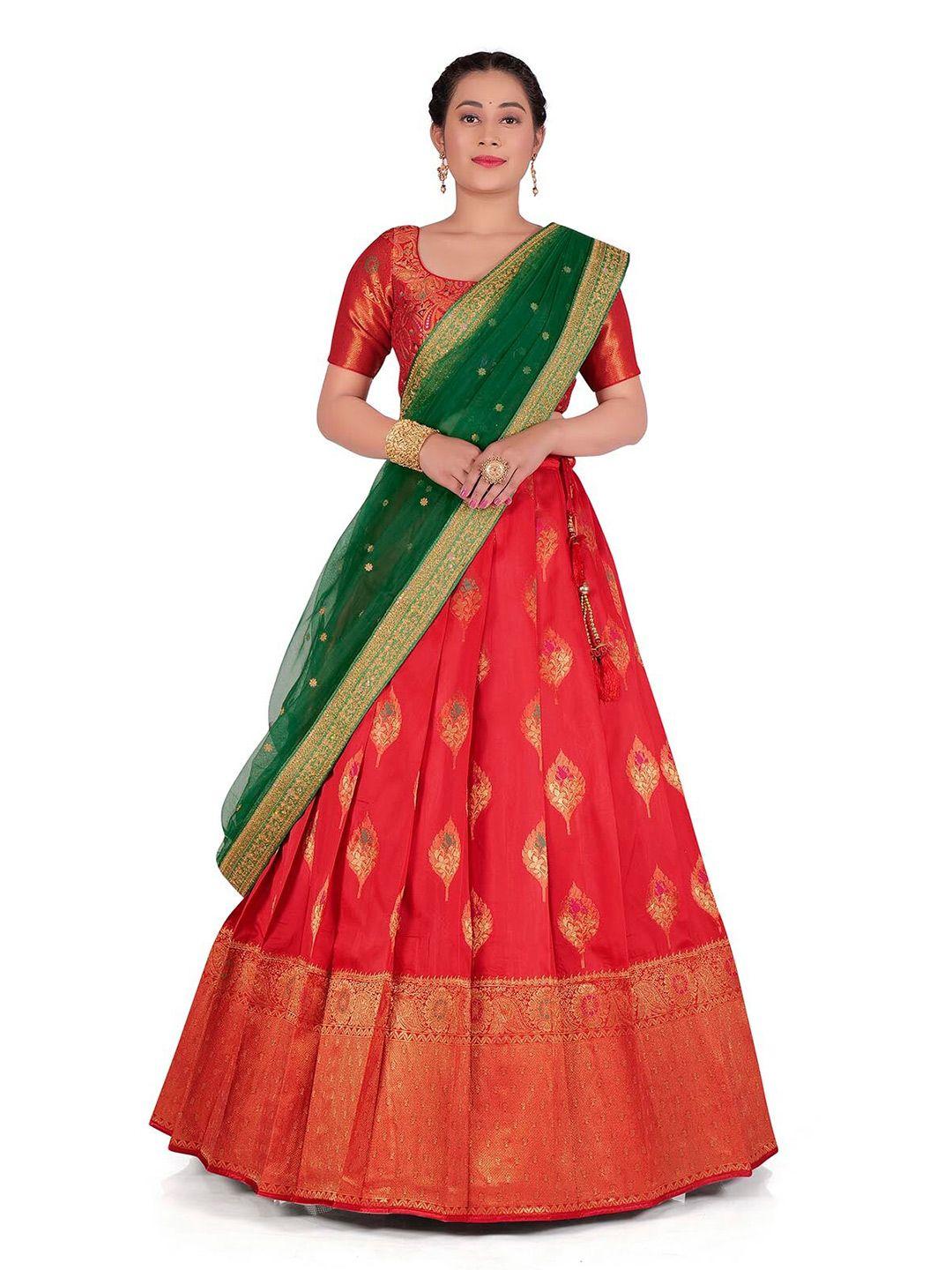 halfsaree studio semi-stitched lehenga & unstitched blouse with dupatta