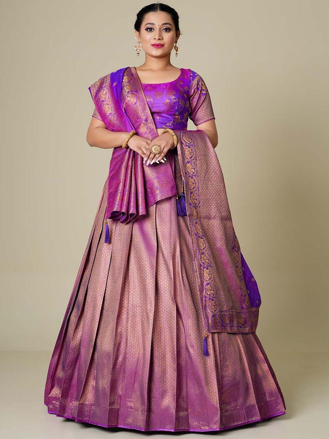 halfsaree studio woven design semi-stitched lehenga & blouse with dupatta