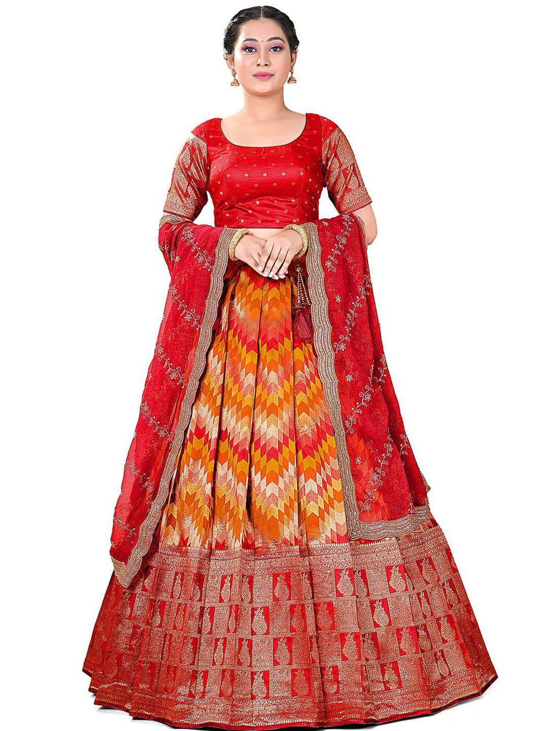 halfsaree studio woven design semi-stitched lehenga & unstitched blouse with dupatta