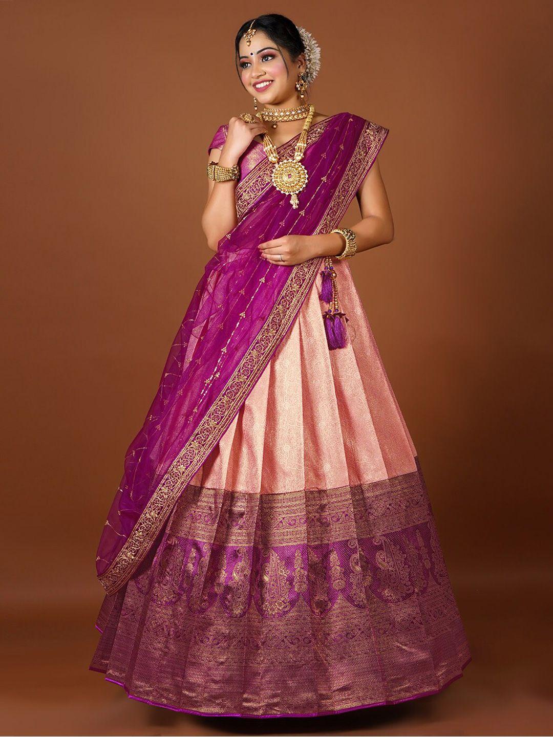 halfsaree studio woven design semi-stitched lehenga & unstitched blouse with dupatta