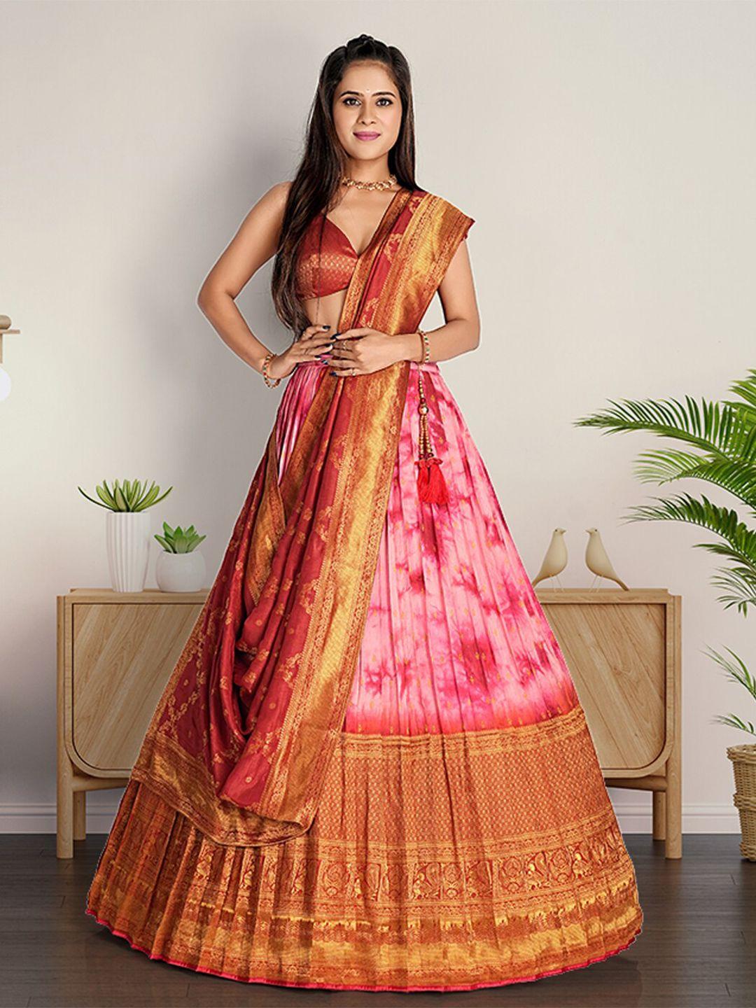 halfsaree studio woven design semi stitched lehenga & unstitched blouse with dupatta