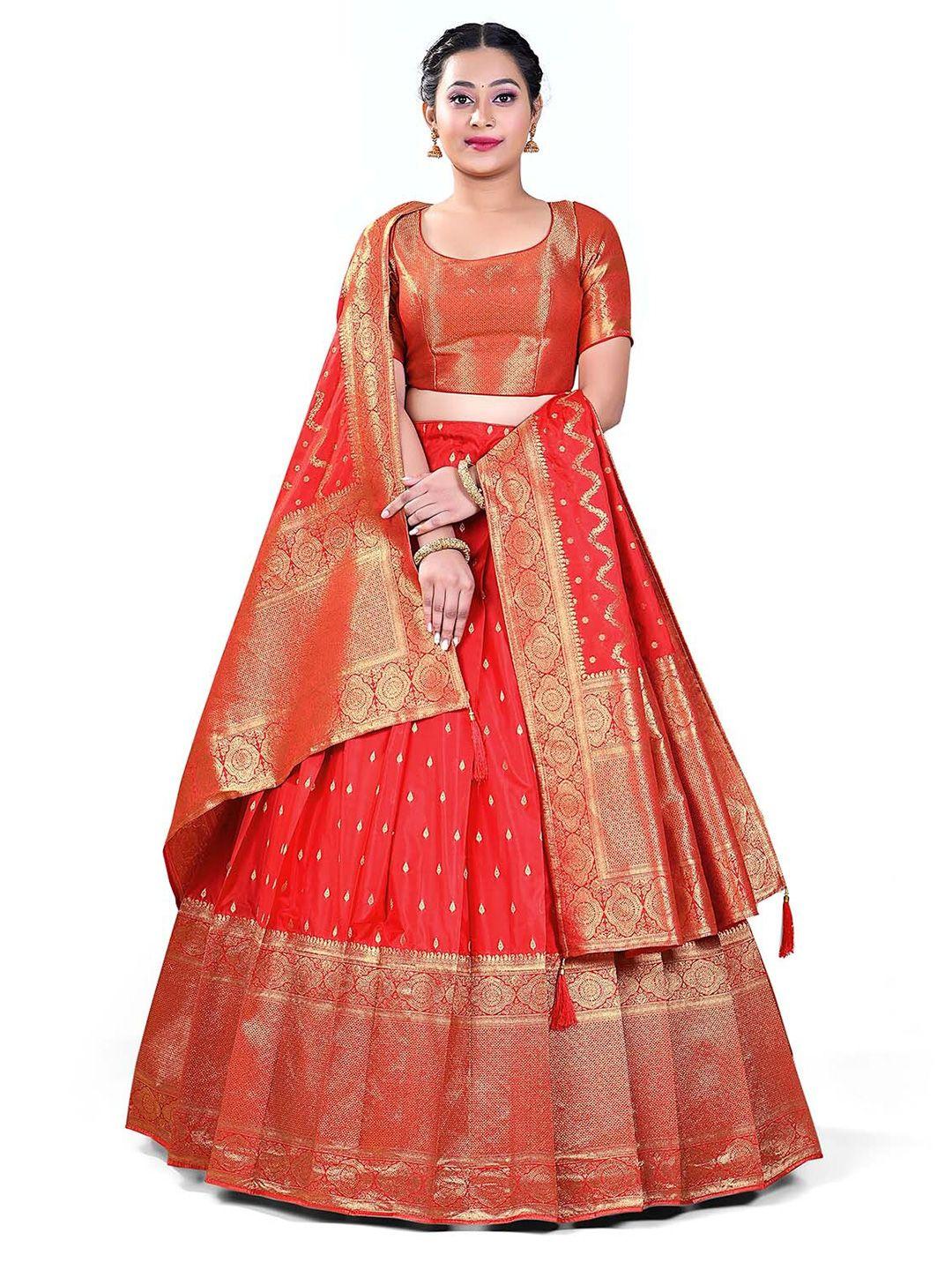 halfsaree studio woven design semi stitched lehenga & unstitched blouse with dupatta