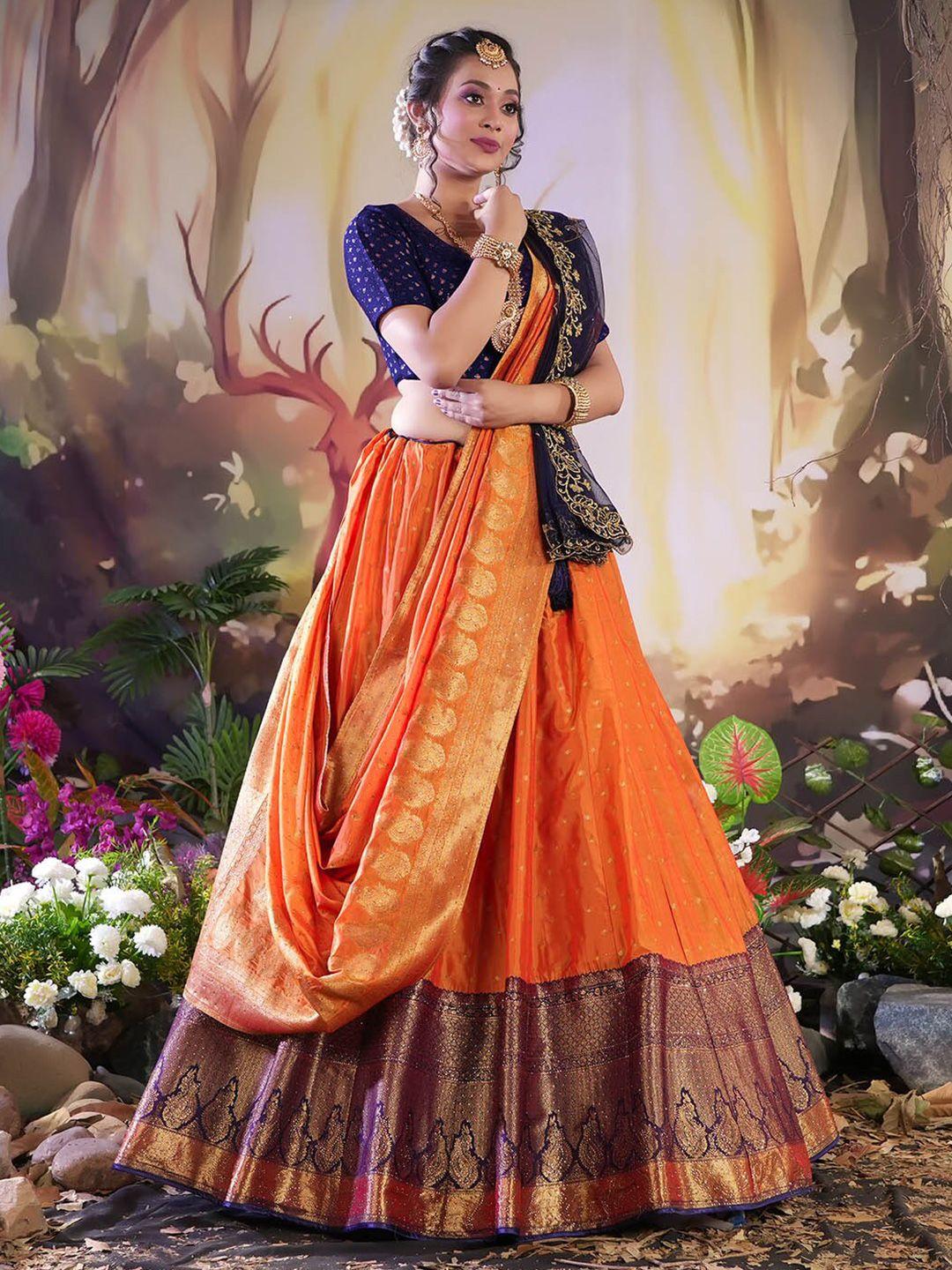 halfsaree studio woven design zari lehenga choli