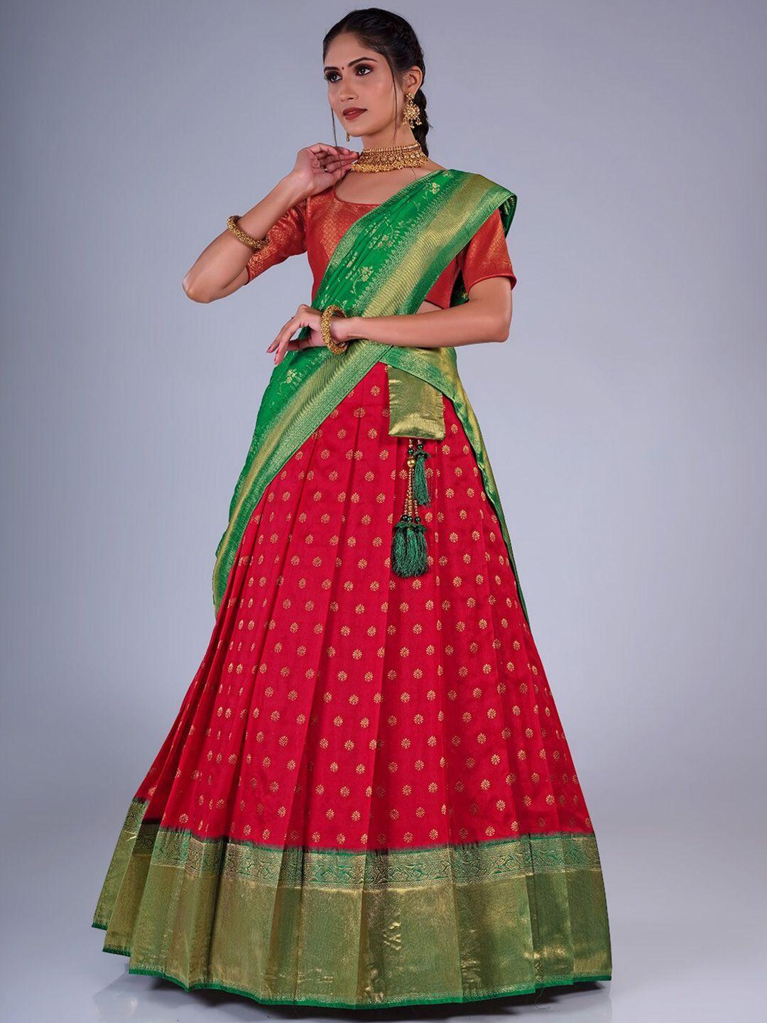 halfsaree studio woven designsemi-stitched lehenga & unstitched blouse with dupatta