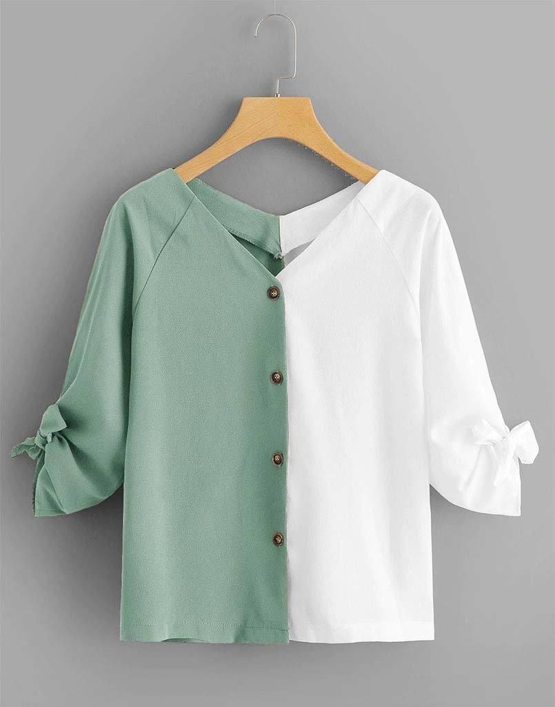 halfway green colorblock top