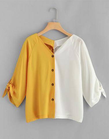 halfway yellow colorblock top