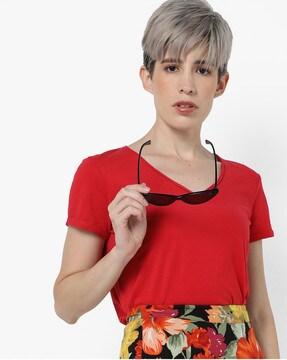 halis v-neck t-shirt with raw-edged hems