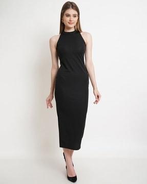 halter-neck bodycon dress