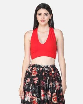 halter-neck crop top