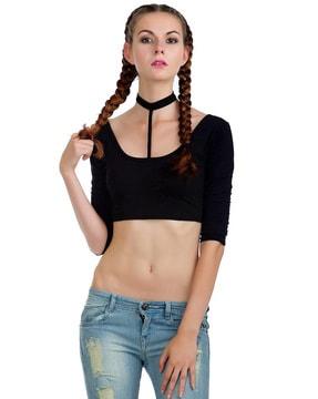 halter-neck crop top