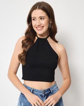 halter-neck crop top