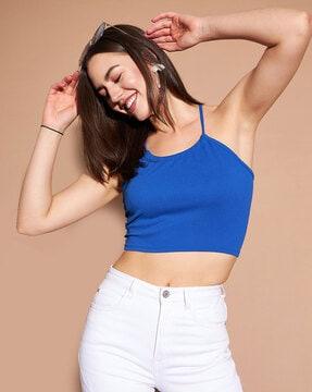 halter-neck crop top