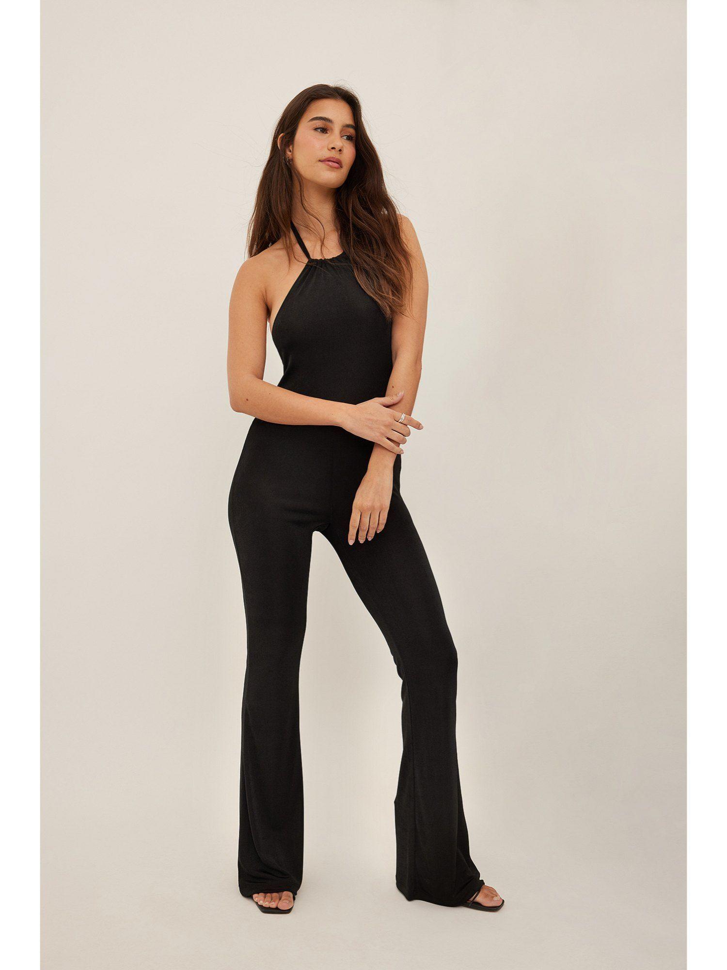 halter neck jumpsuit-black