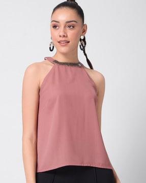 halter-neck top with embellishment