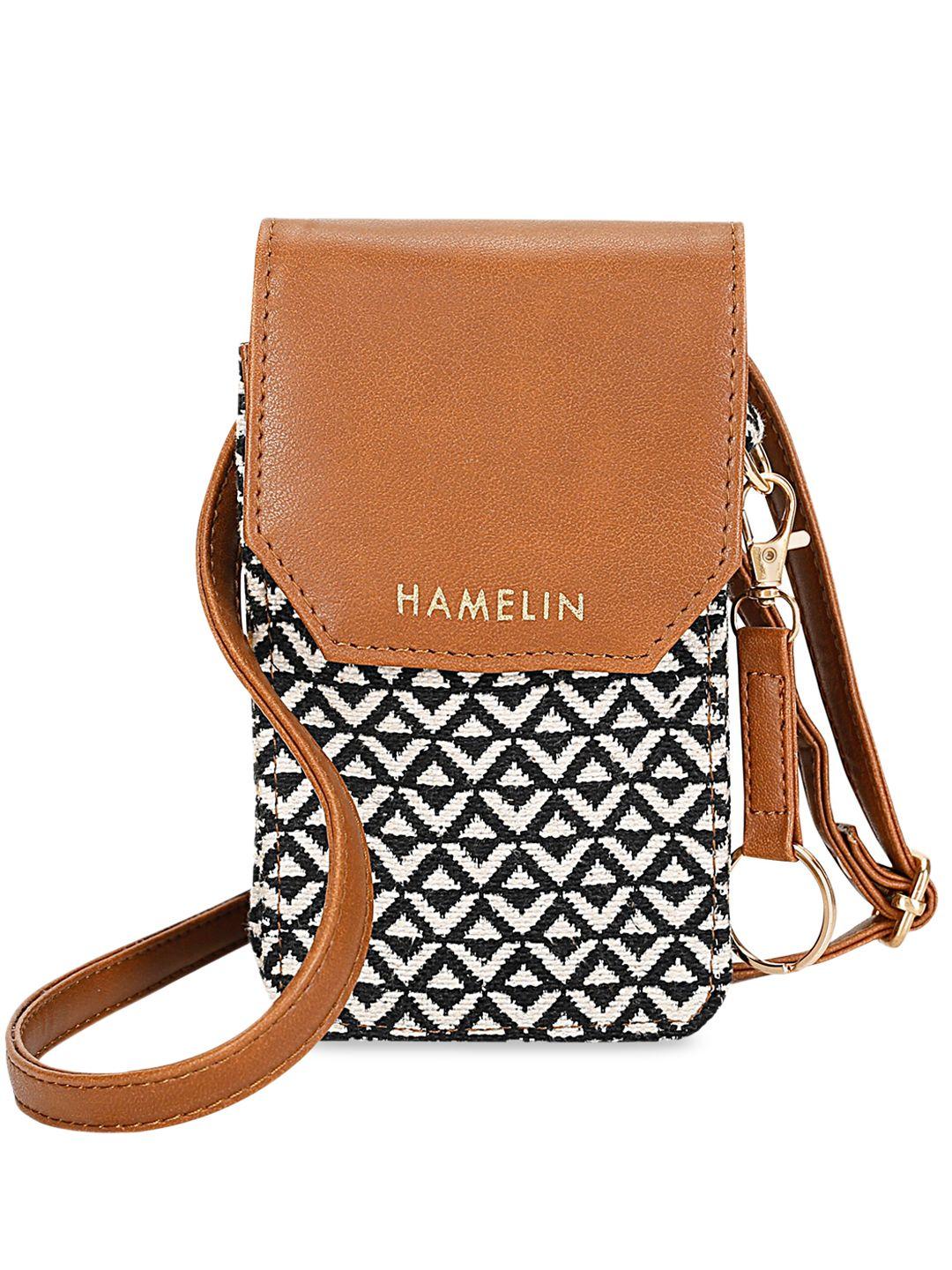hamelin geometric printed structured sling bag