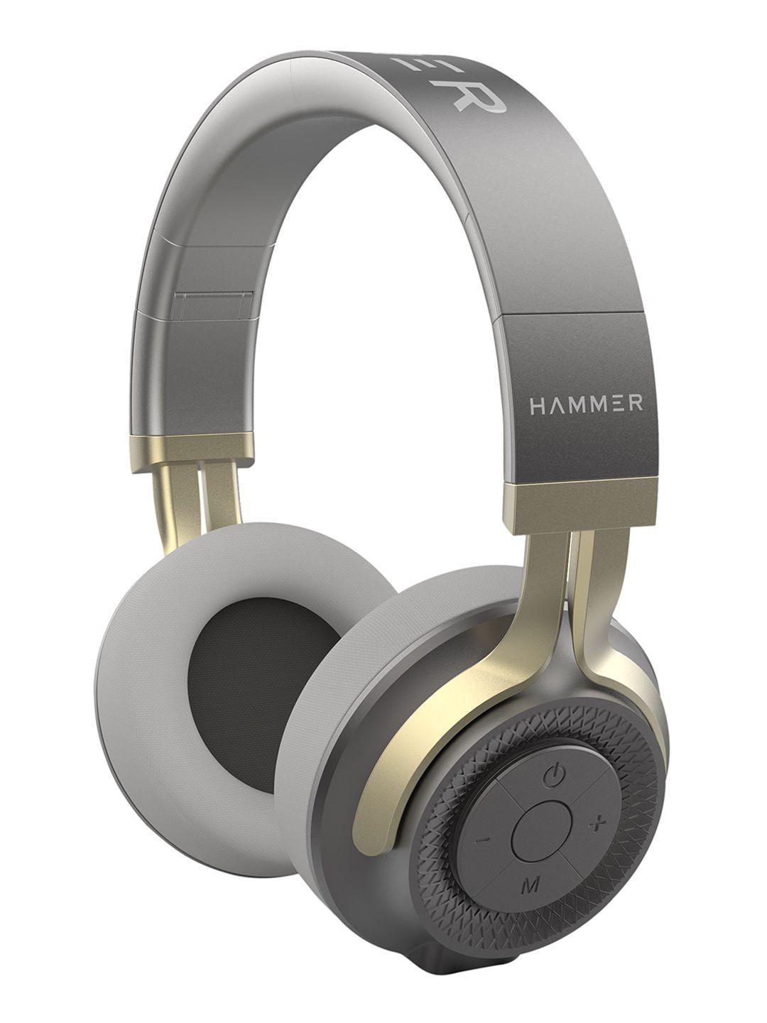 hammer grey solid bash over the ear wireless bluetooth headphones