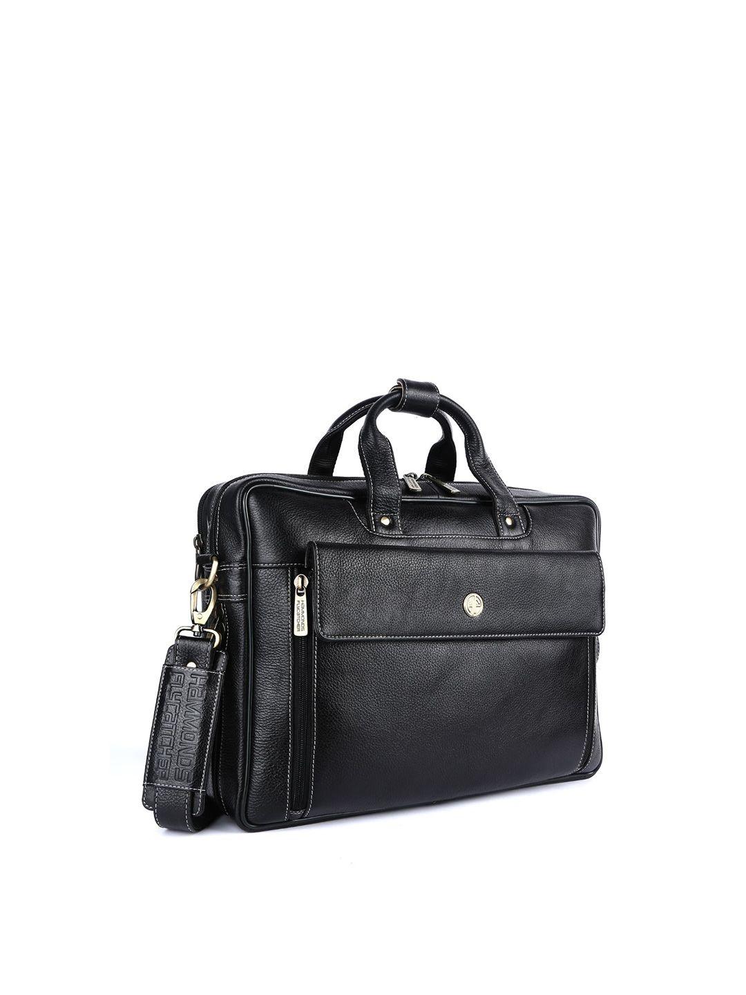 hammonds flycatcher men black leather laptop bag