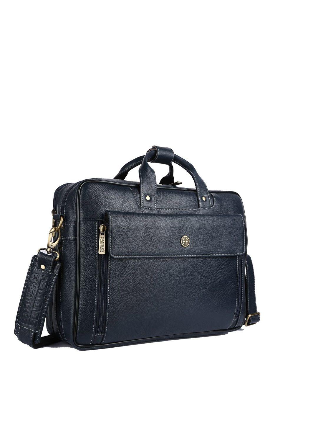 hammonds flycatcher men blue leather laptop bag