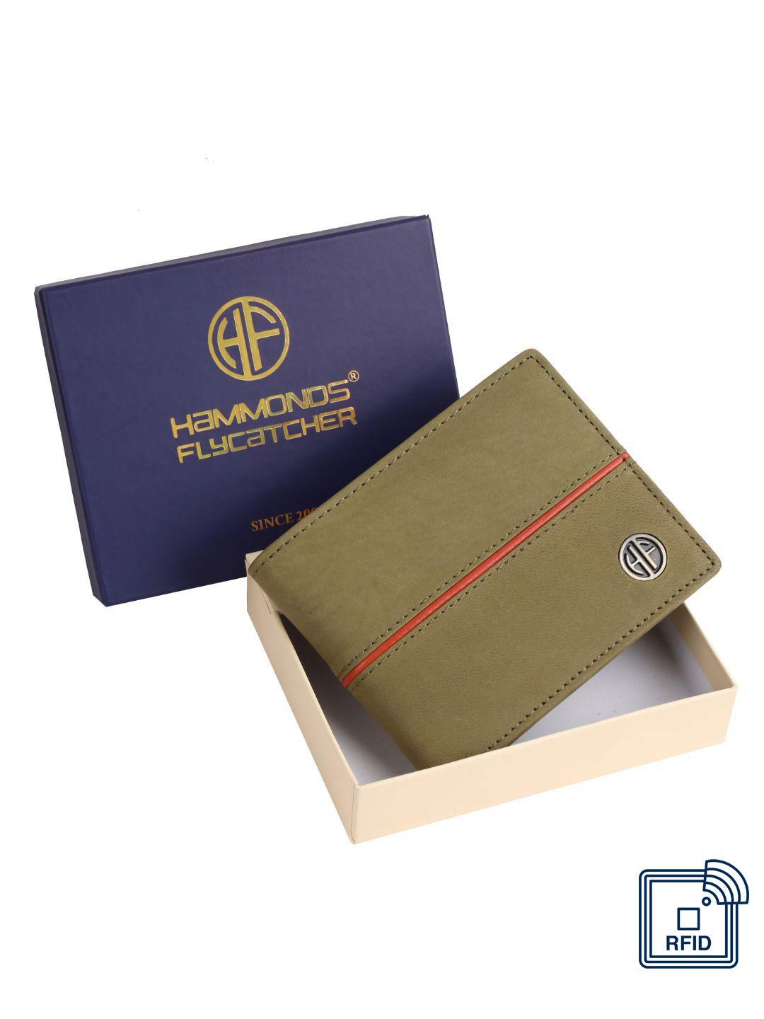 hammonds flycatcher men green leather two fold wallet