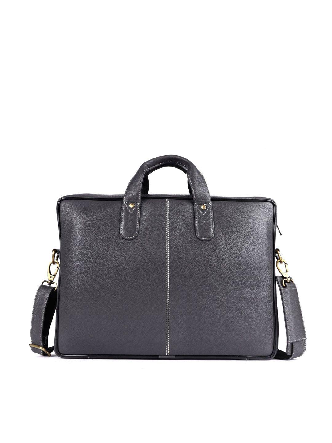 hammonds flycatcher men grey leather laptop bag