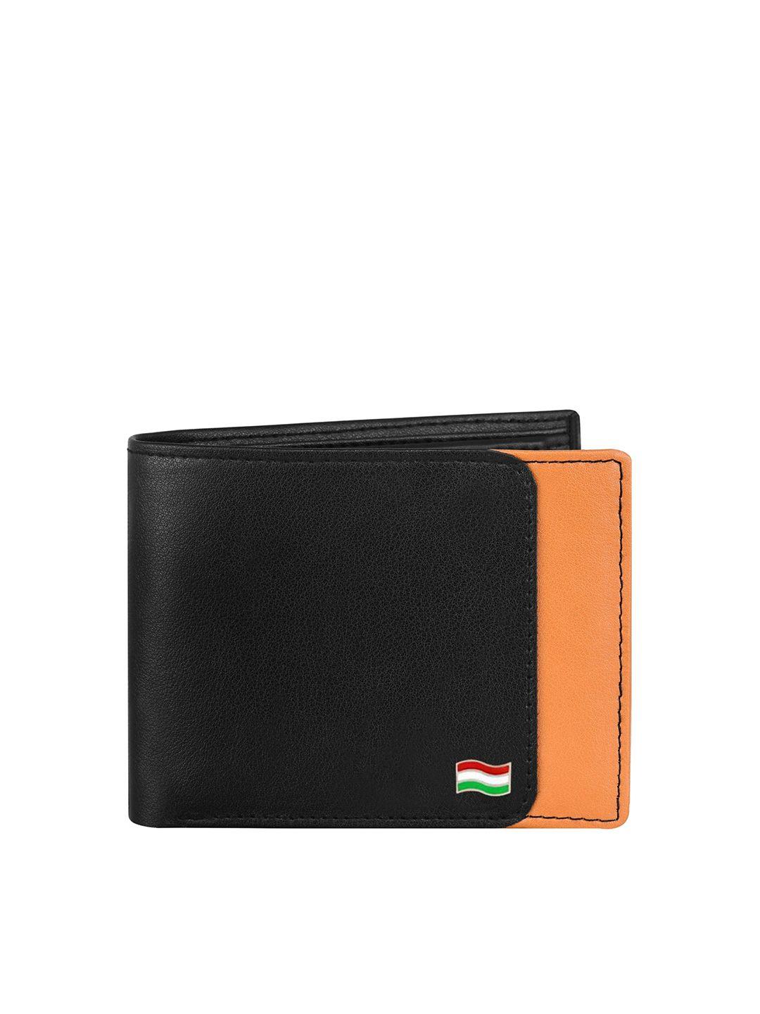 hamt men black leather two fold wallet