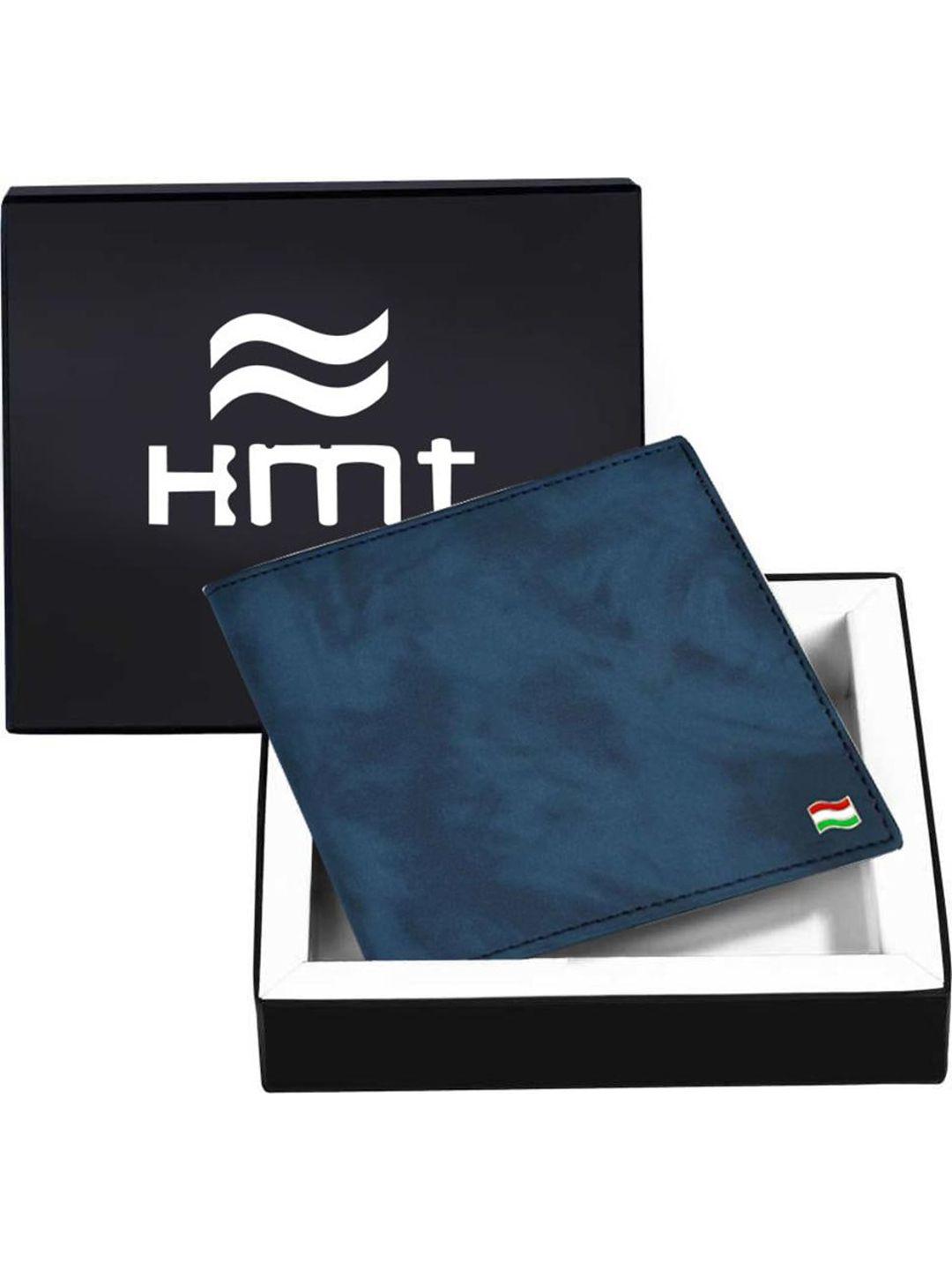 hamt men blue leather two fold wallet
