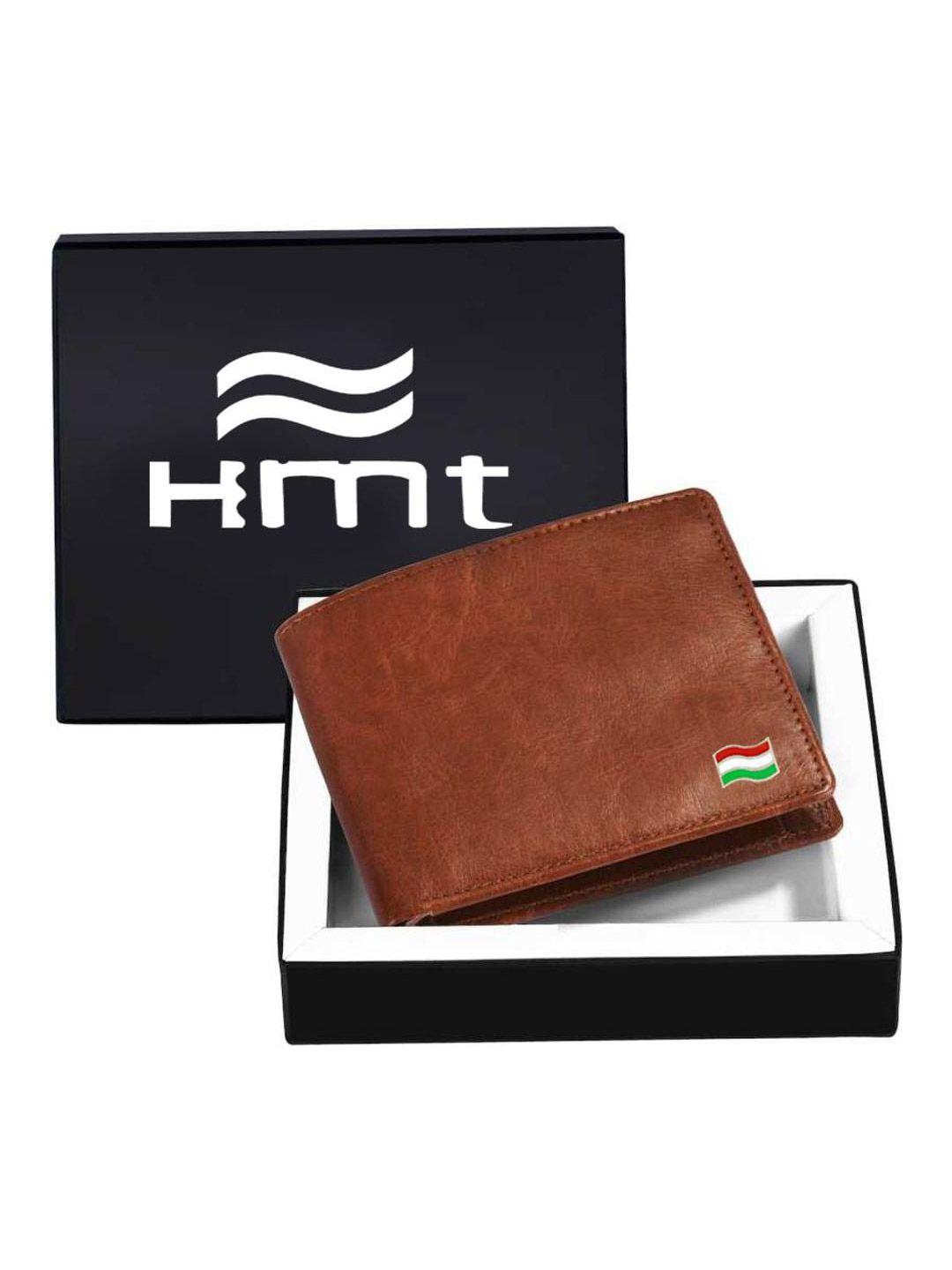 hamt men brown leather two fold wallet